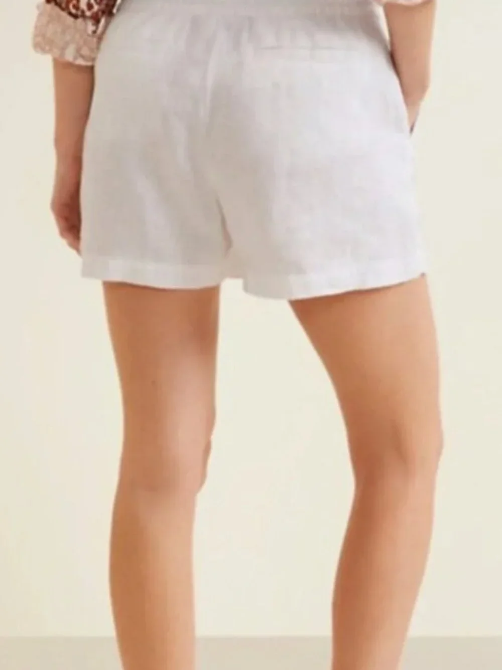 Garnet Hill Linen Shorts with Draw String Waist, White, Size 18, NwT